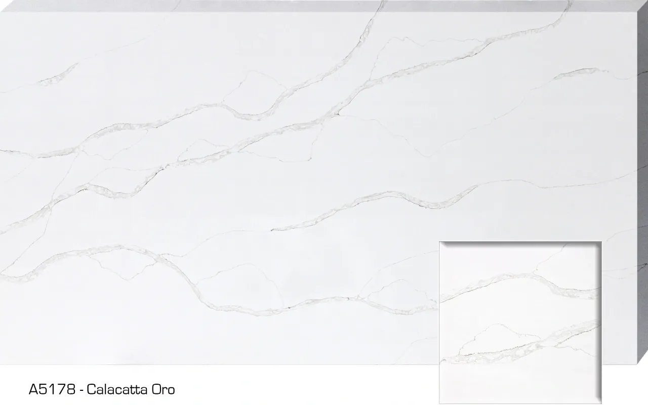 White marble slab with subtle gray veins.