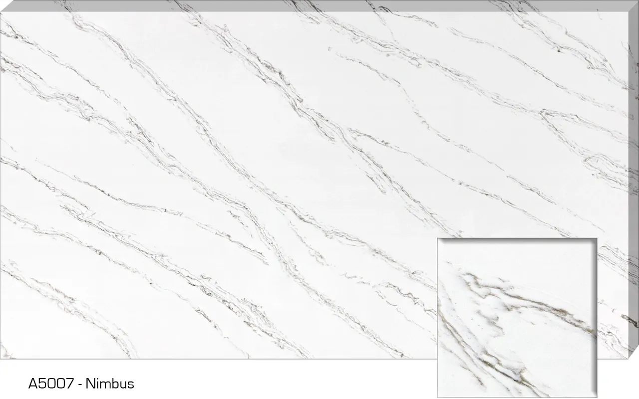 White marble slab with grey veining pattern.