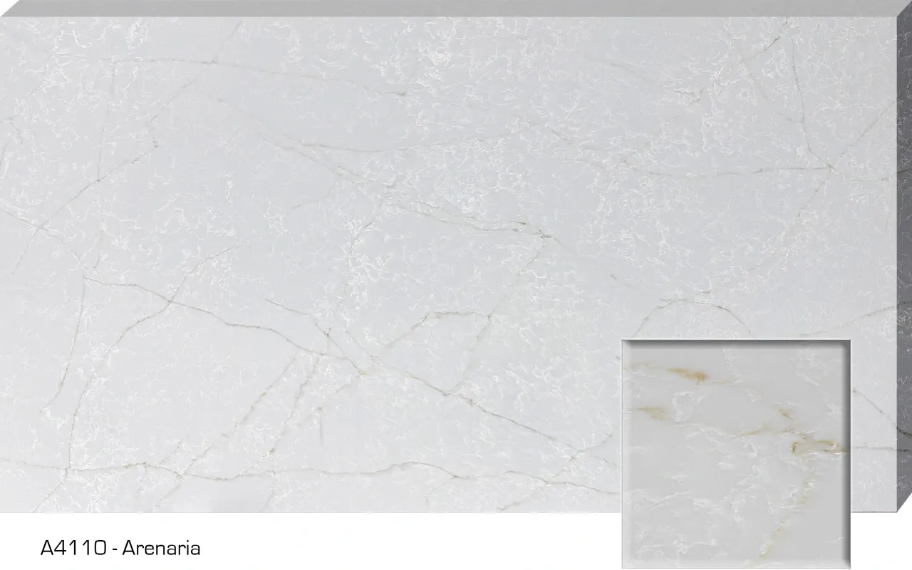 White marble surface with subtle veins.